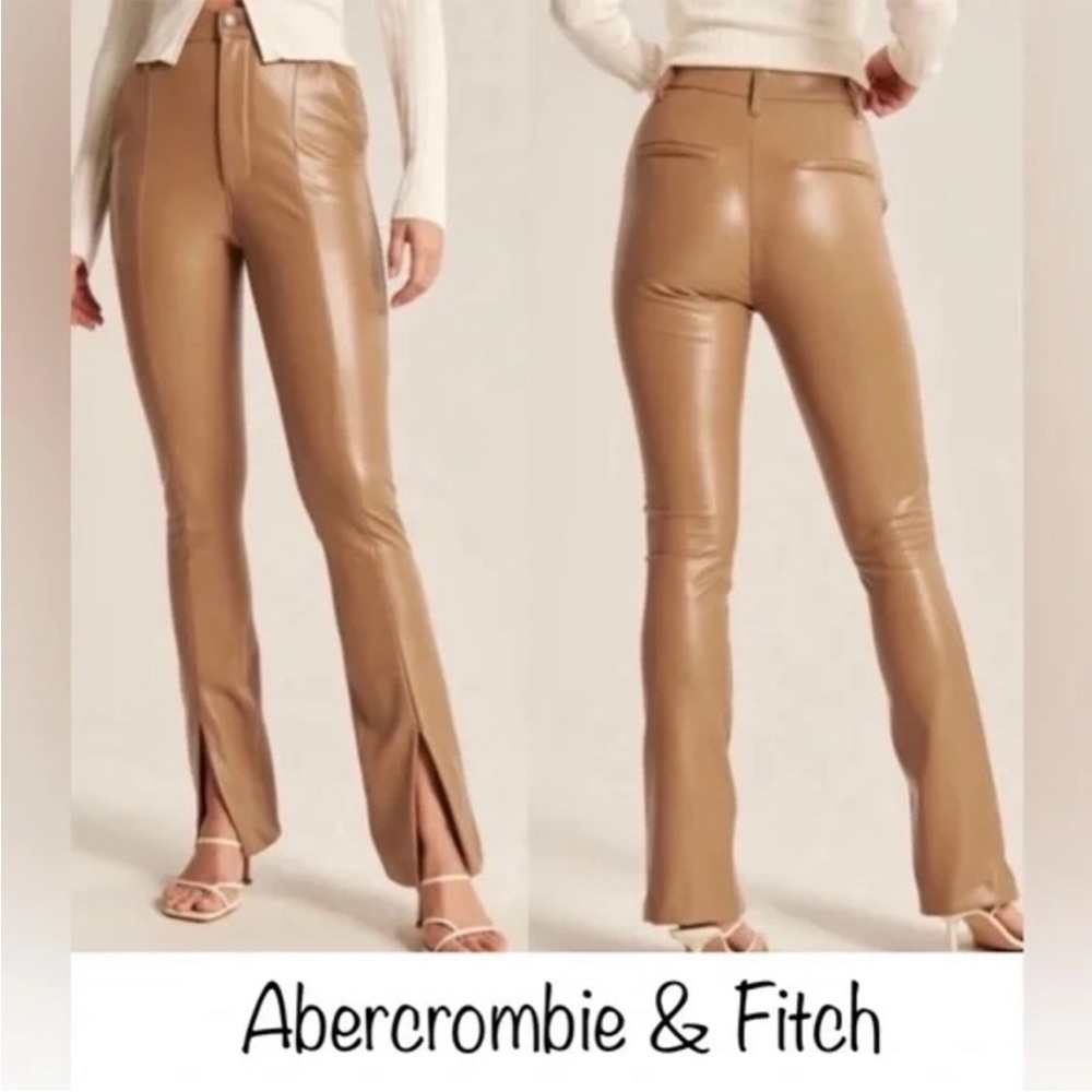 Abercrombie Ultra High Rise Brown Leather Pants